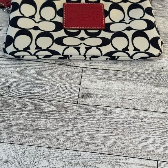 Coach Black and Cream Wristlet with Red Leather Accents - Picture 6 of 9